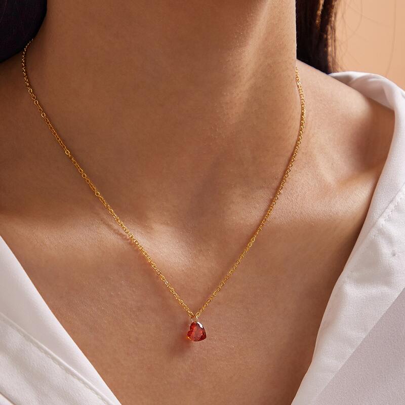 

1pc Heart Charm Necklace, Gold
