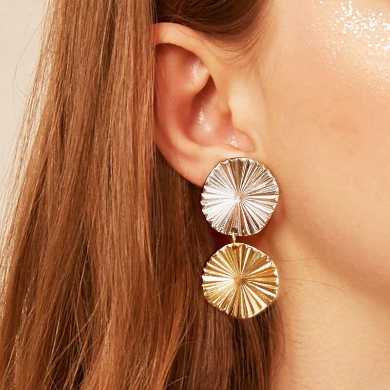 

1pair Textured Drop Earrings, Multicolor