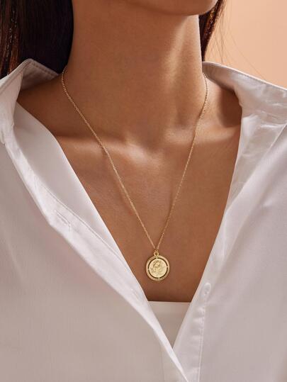 1pc Rose Gravierte Charm Halskette