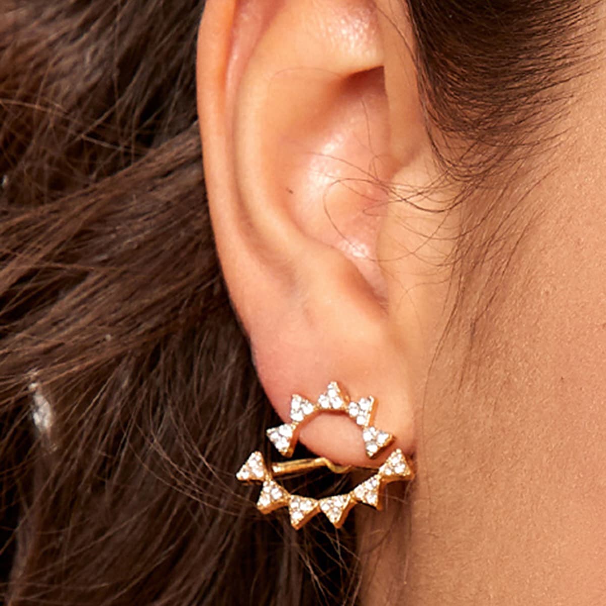 

1pair Rhinestone Engraved Triangle Drop Earrings, Multicolor