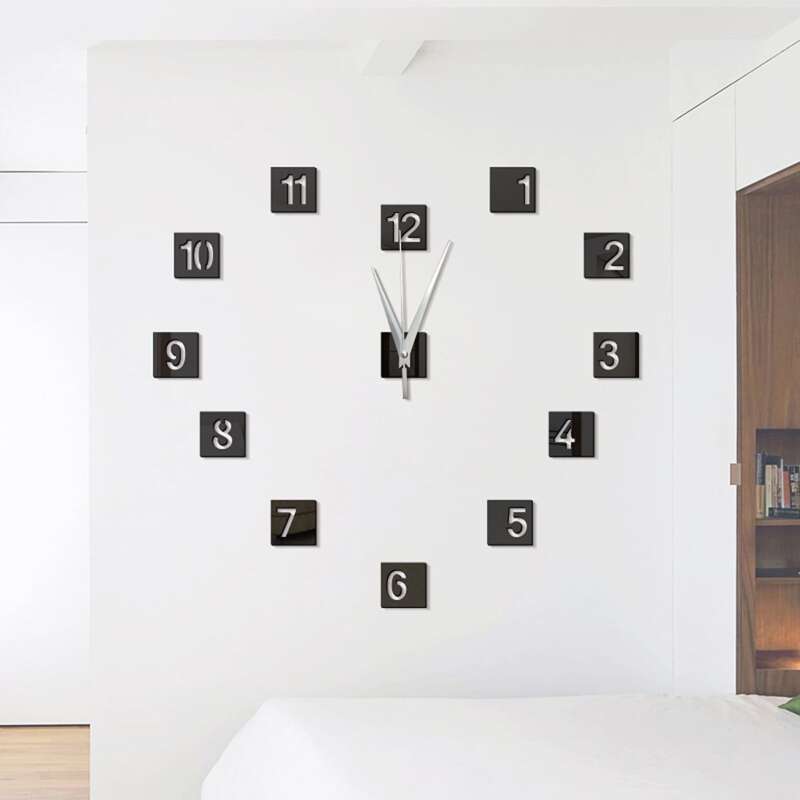 

1pc Hollow Digital Mirror Surface Wall Clock, Multicolor