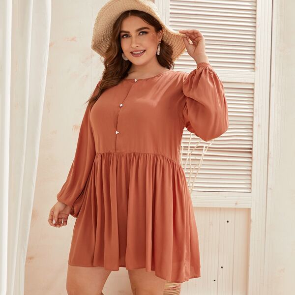 

Красные Однобортный Одноцветный Бохо Платья размера плюс, Красный