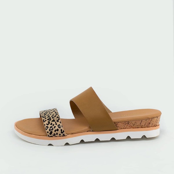 

Cheetah Print Open Toe Flatform Slide Sandals, Multicolor