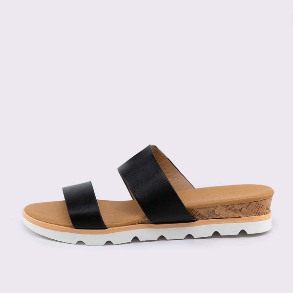

Double Band Open Toe Platform Sandals, Black