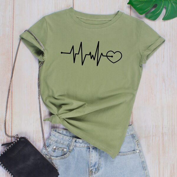 

Heart And Graphic Print Tee, Army green