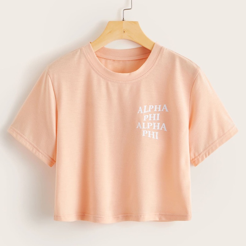 

Letter Graphic Short Sleeve Tee, Pink pastel