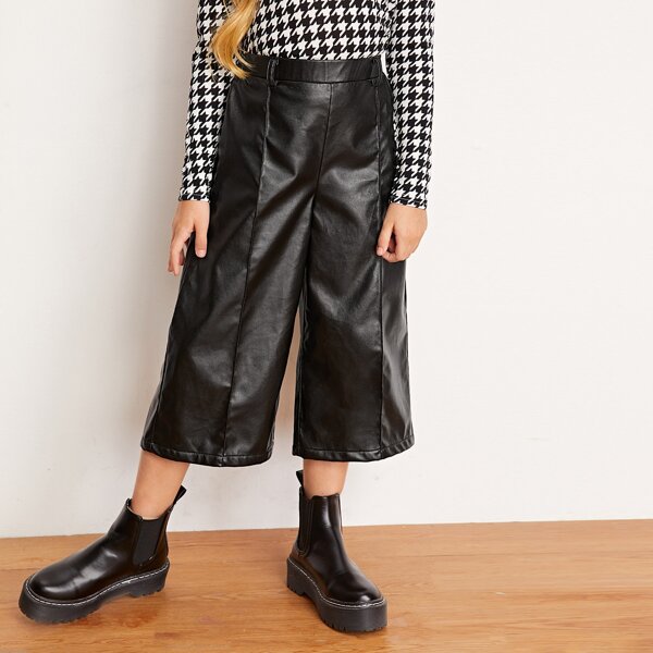 

Girls Faux Leather Capris, Black