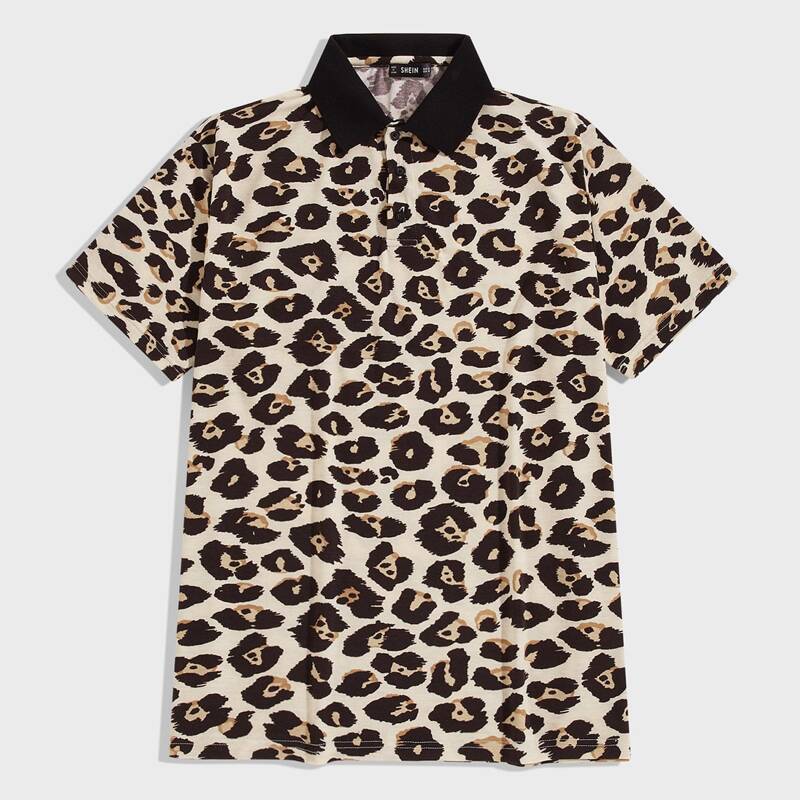

Guys Leopard Print Polo Shirt, Multicolor