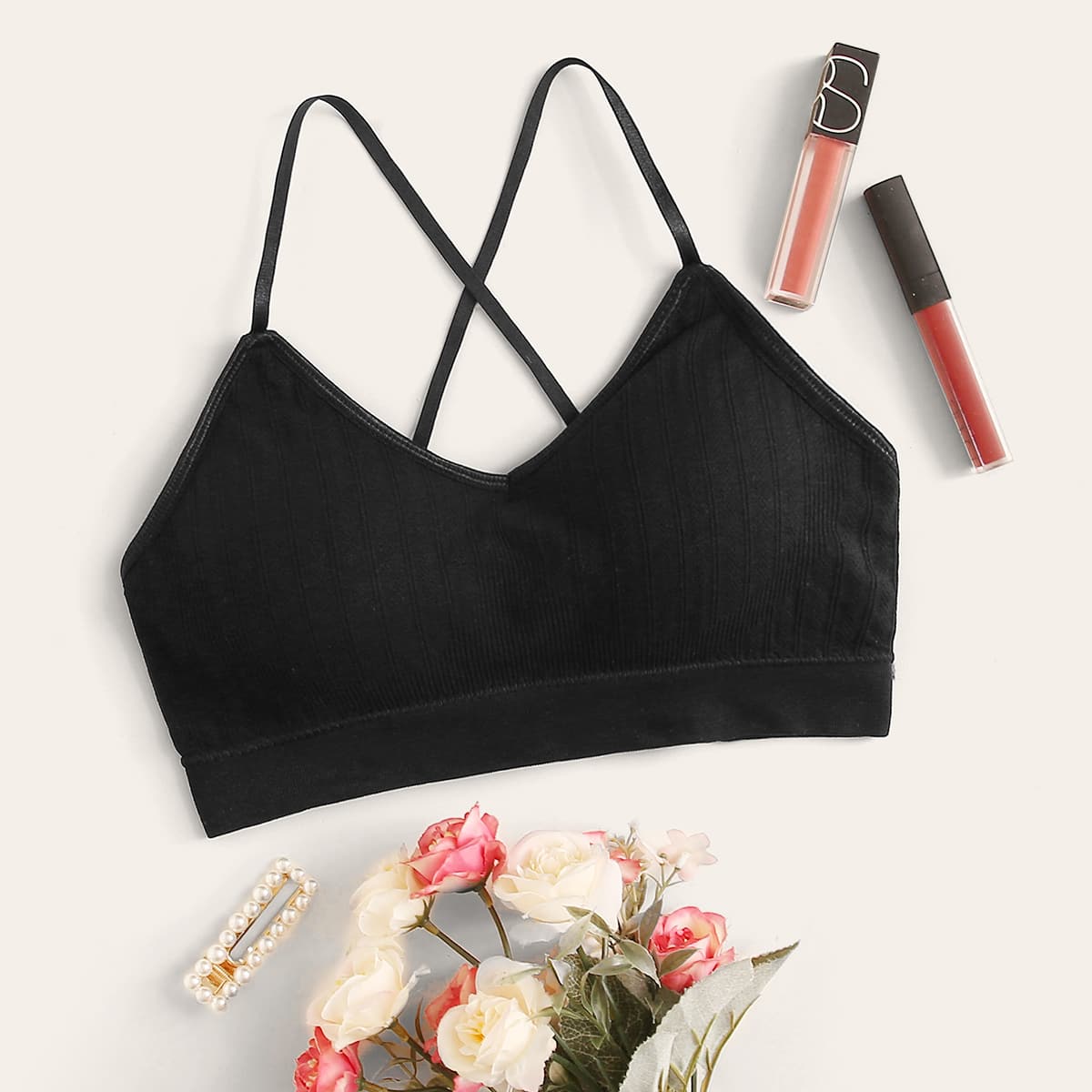 

Crisscross Back Bralette, Black