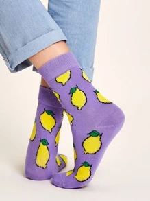 1pair Fruit Pattern Socks - Multicolor - View 3
