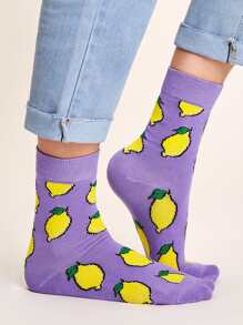 1pair Fruit Pattern Socks - Multicolor - View 4
