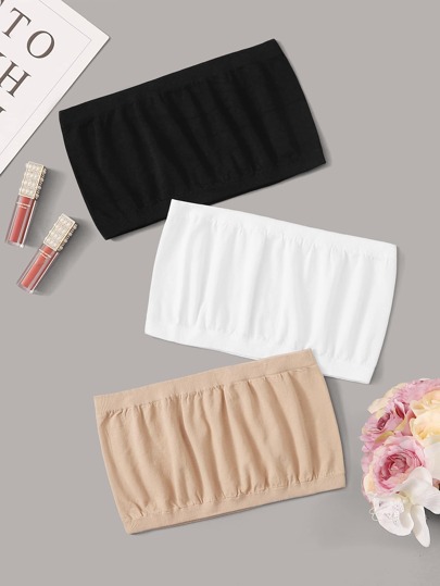 طقم حمالة صدر بلون موحد 3 قطع