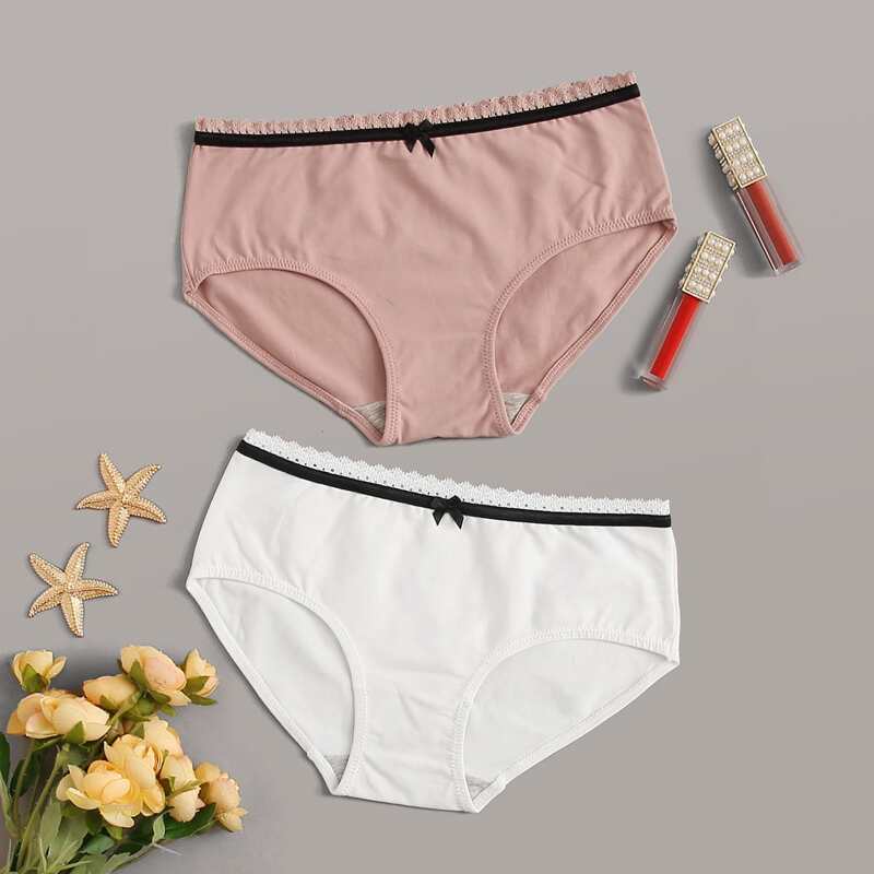 

2pack Lace Trim Panty Set, Multicolor