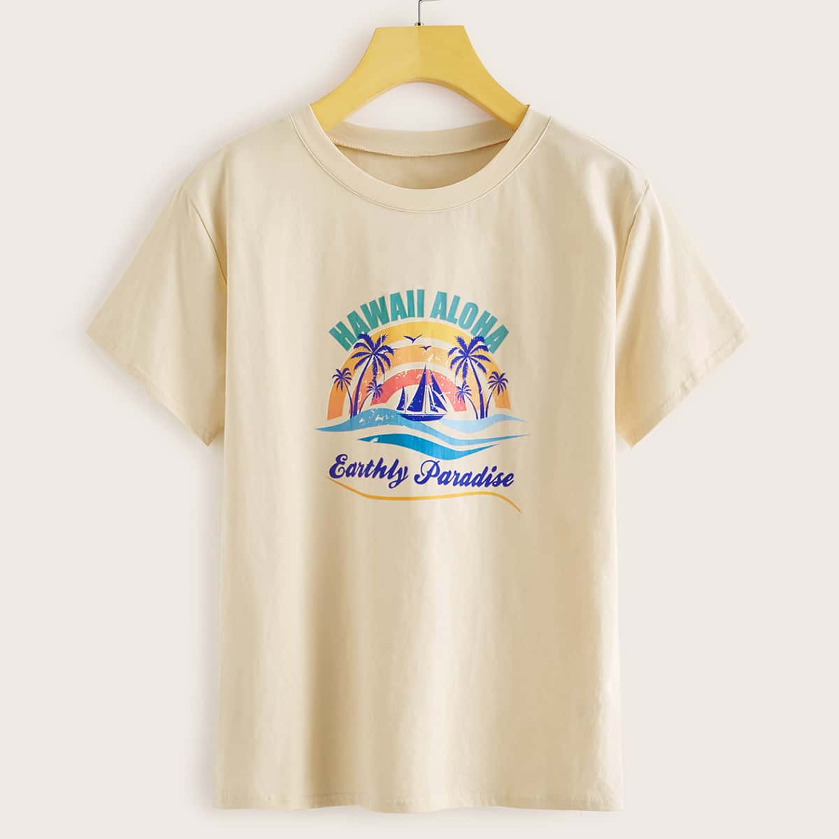 

Letter Graphic Tee, Beige