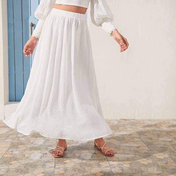 

Swiss Dot Maxi Skirt, White