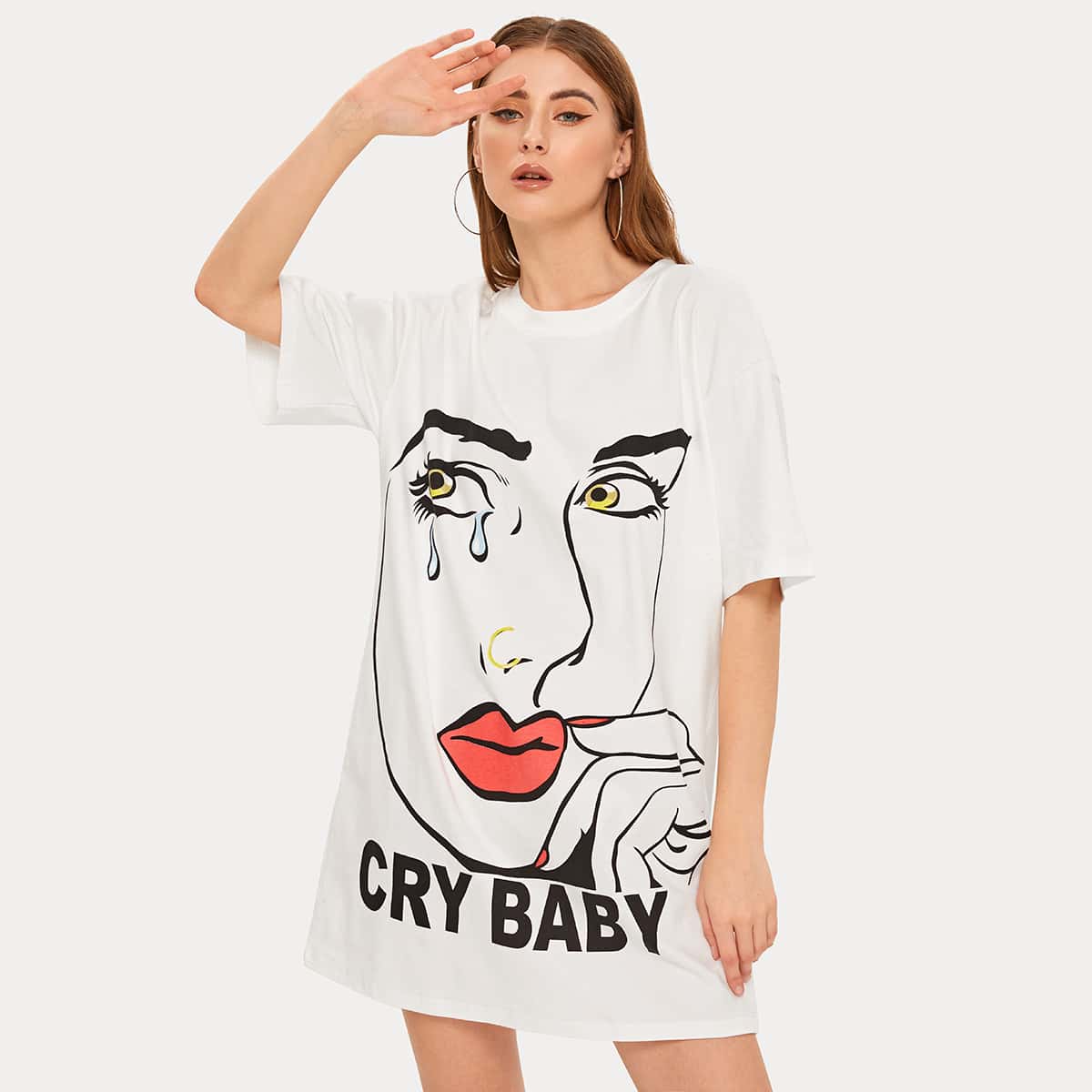 

Figure Graphic White Tee Dress