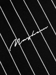 Manfinity BRENVOR Men Casual Letter Graphic Striped Short Sleeve Top & Drawstring Waist Pants Set, Going Out Summer Outfit, Cozy Outfits, Couple Things