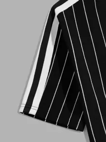 Manfinity BRENVOR Men Casual Letter Graphic Striped Short Sleeve Top & Drawstring Waist Pants Set, Going Out Summer Outfit, Cozy Outfits, Couple Things