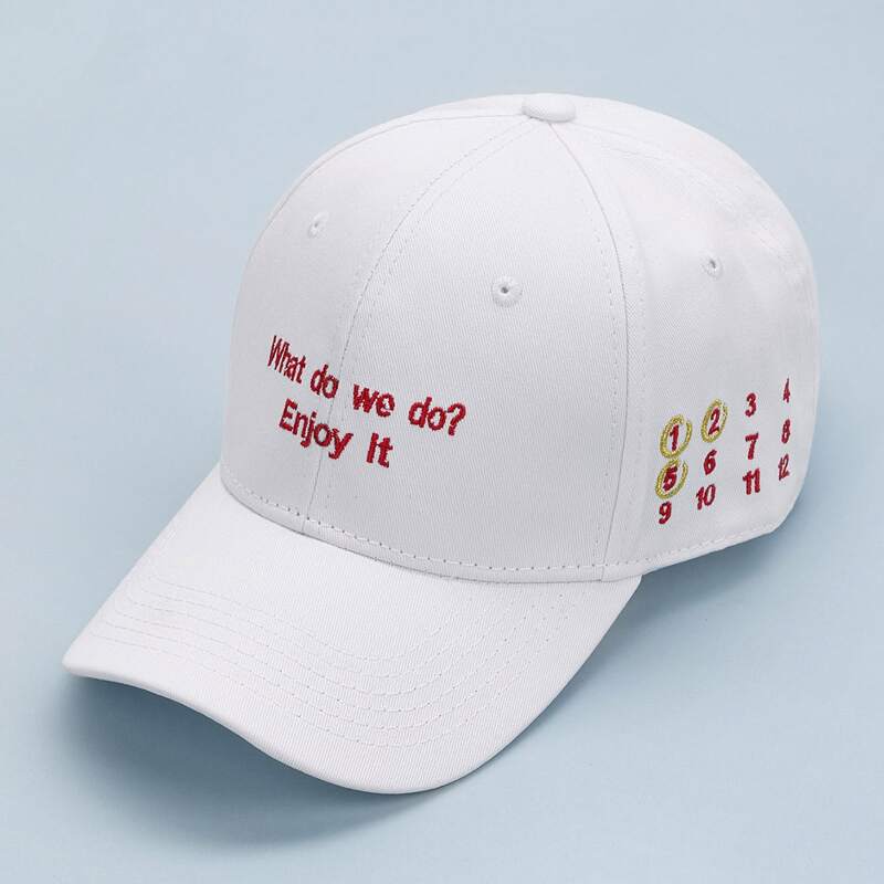 

Guys Slogan Embroidery Baseball Cap, White