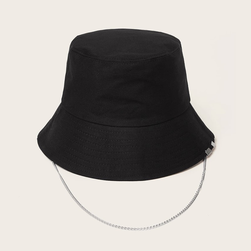 

Guys Chain Decor Bucket Hat, Black
