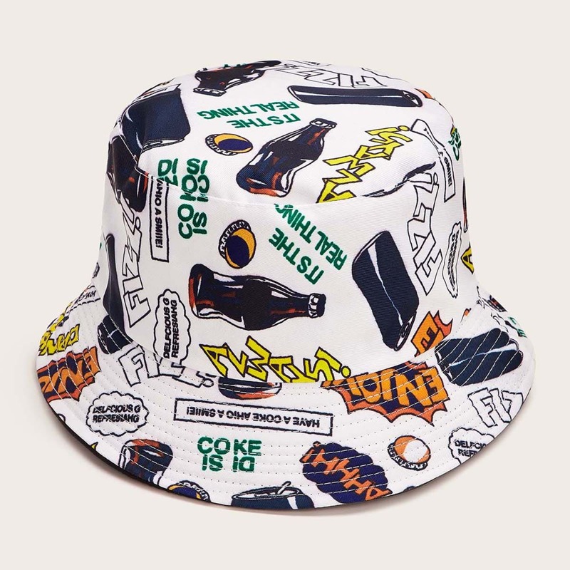 

Guys Cartoon Graphic Bucket Hat, Multicolor