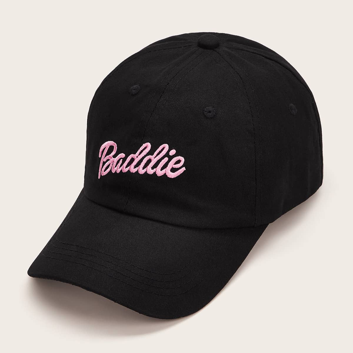 

Letter Embroidery Baseball Cap, Black