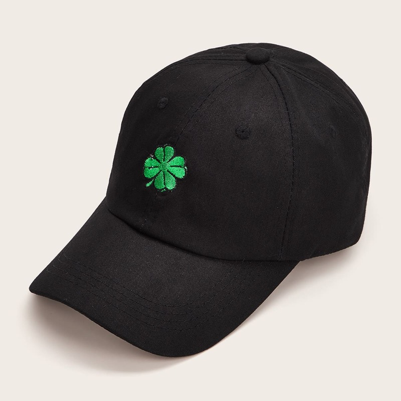 

Plant Embroidery Baseball Cap, Black