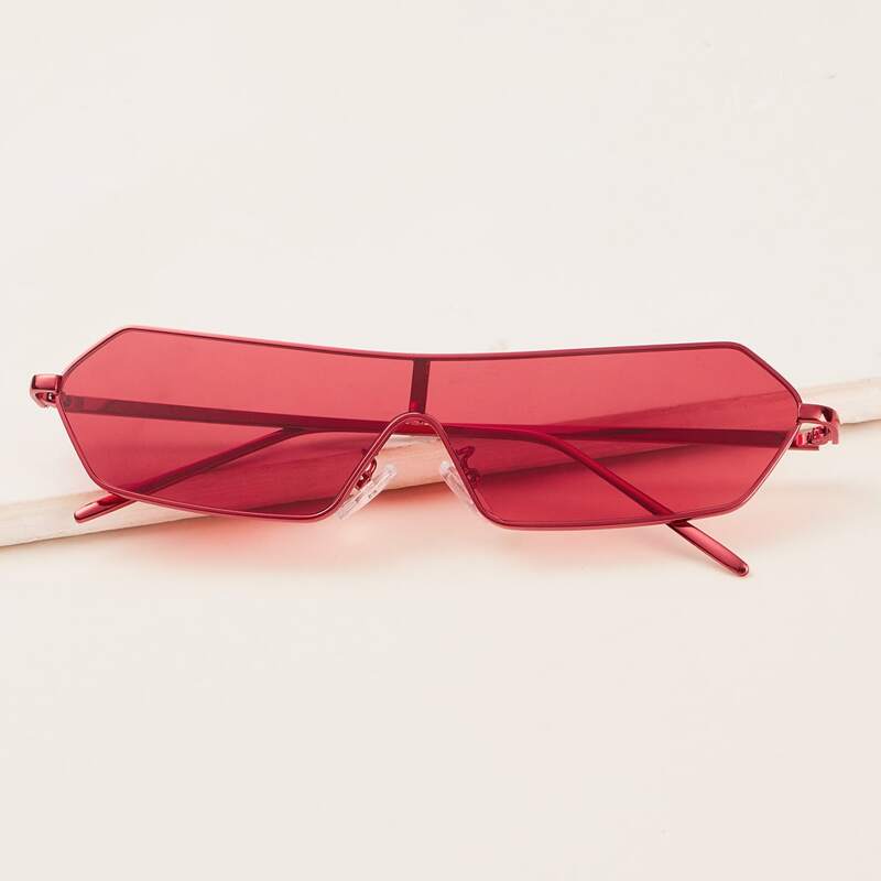 

Flat Top Metal Frame Sunglasses, Red