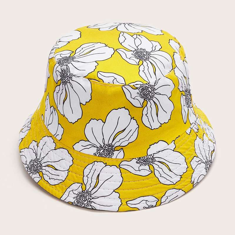 

Flower Print Bucket Hat, Yellow