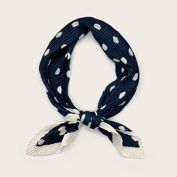 

Polka Dot Pattern Pleated Bandana, Green