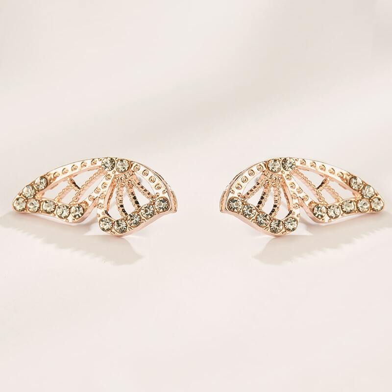 

1pair Butterfly Wing Stud Earrings, Gold