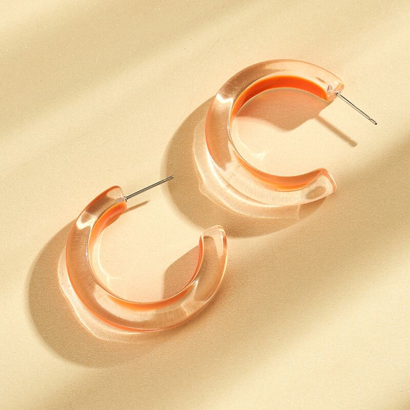 

1pair Acrylic Cuff Hoop Earrings, Orange