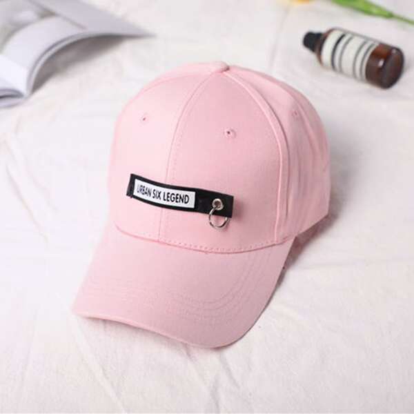 

Letter Patched Baseball Cap, Pink