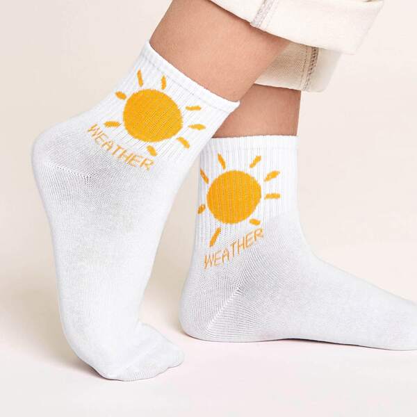 

Носки с текстовым принтом 1 пара, Белые