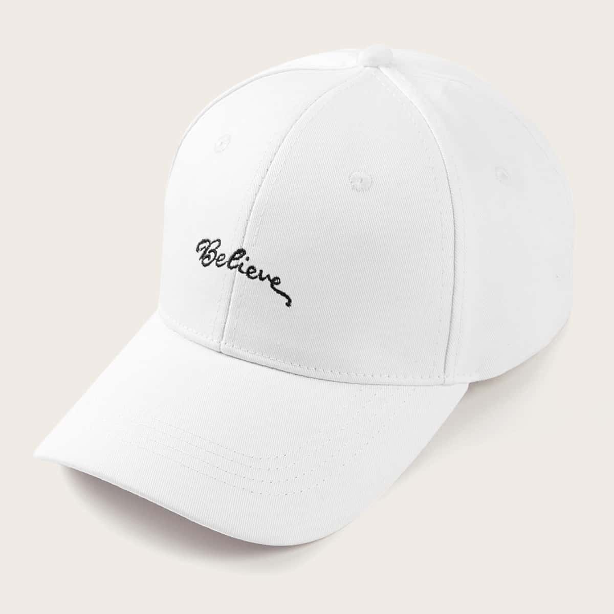 

Letter Embroidery Baseball Cap, White