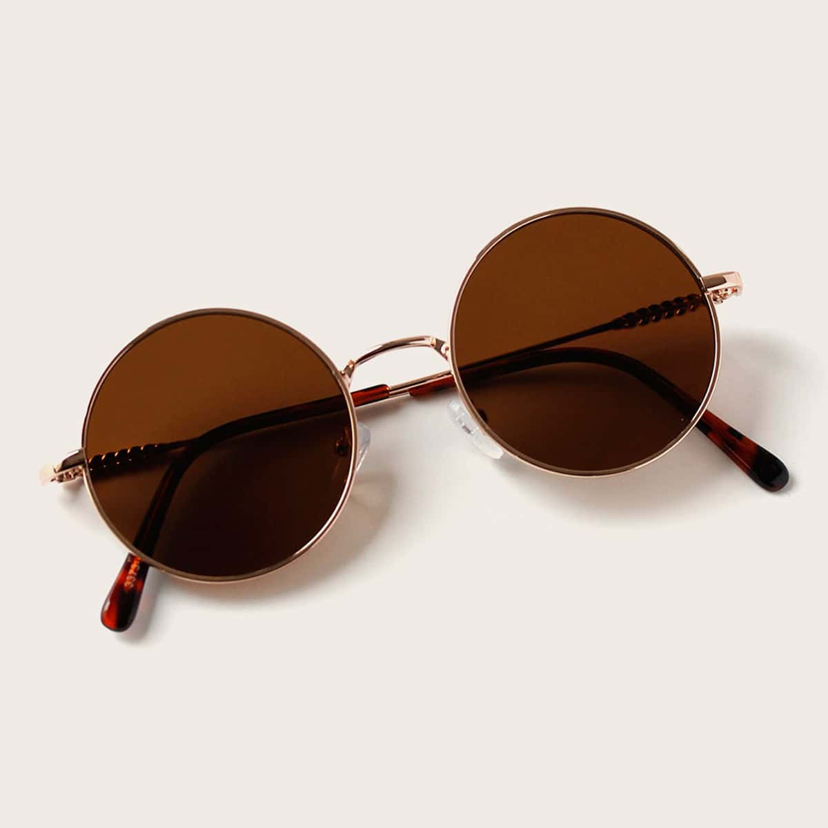 

Round Metal Frame Sunglasses, Brown
