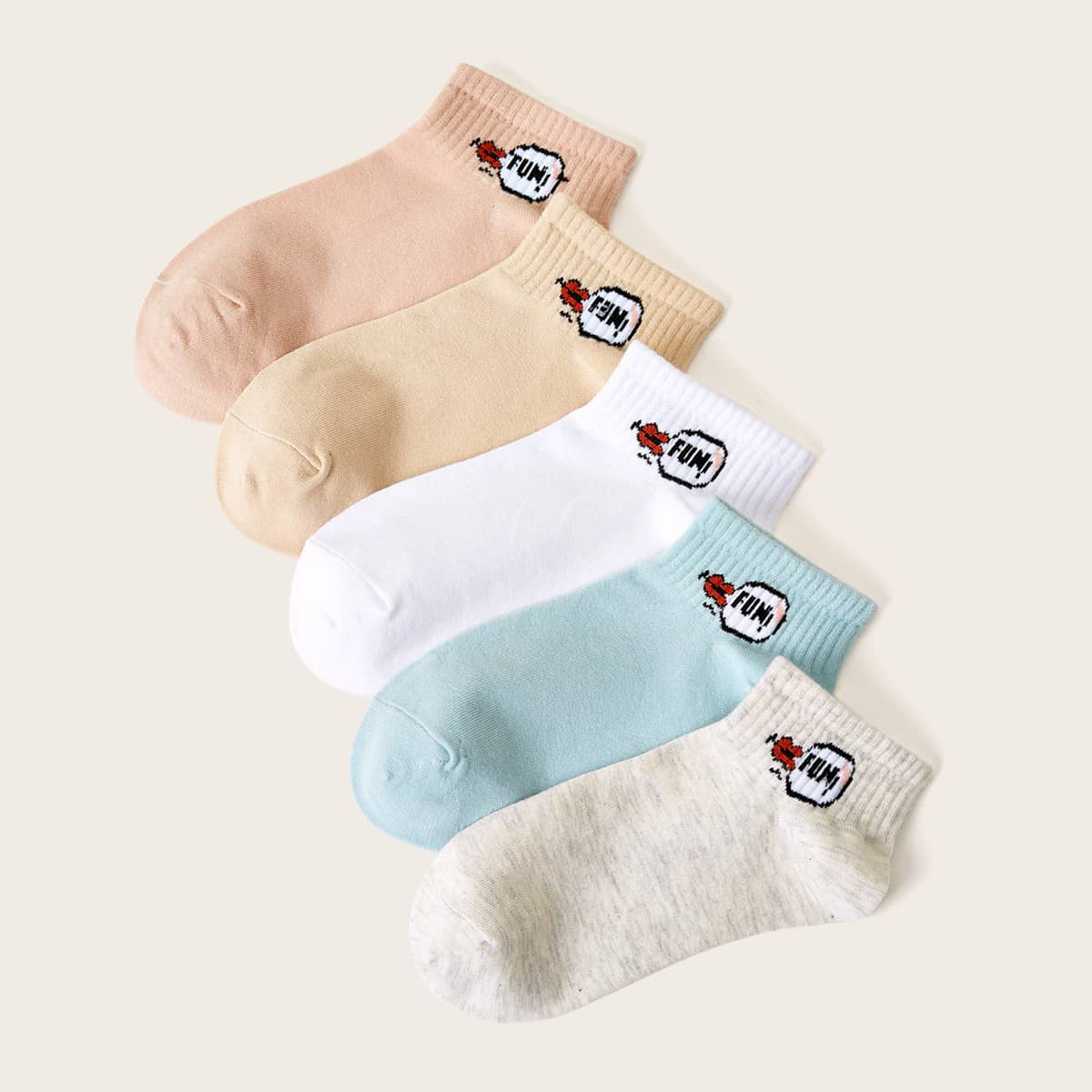 

5pairs Letter Graphic Ankle Socks, Multicolor