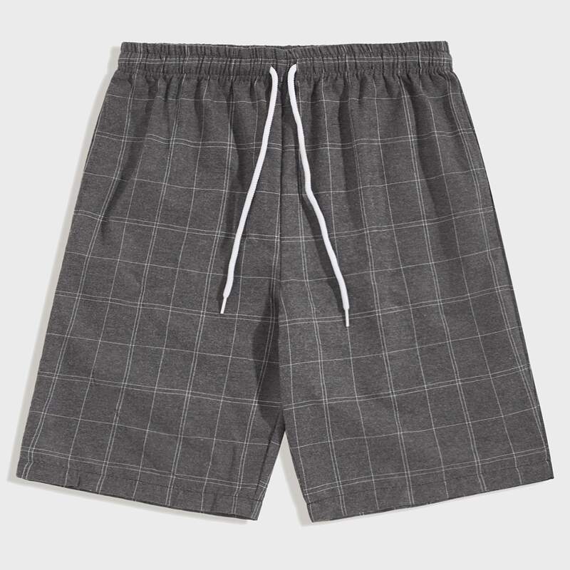 

Guys Plaid Elastic Waist Track Shorts, Grey