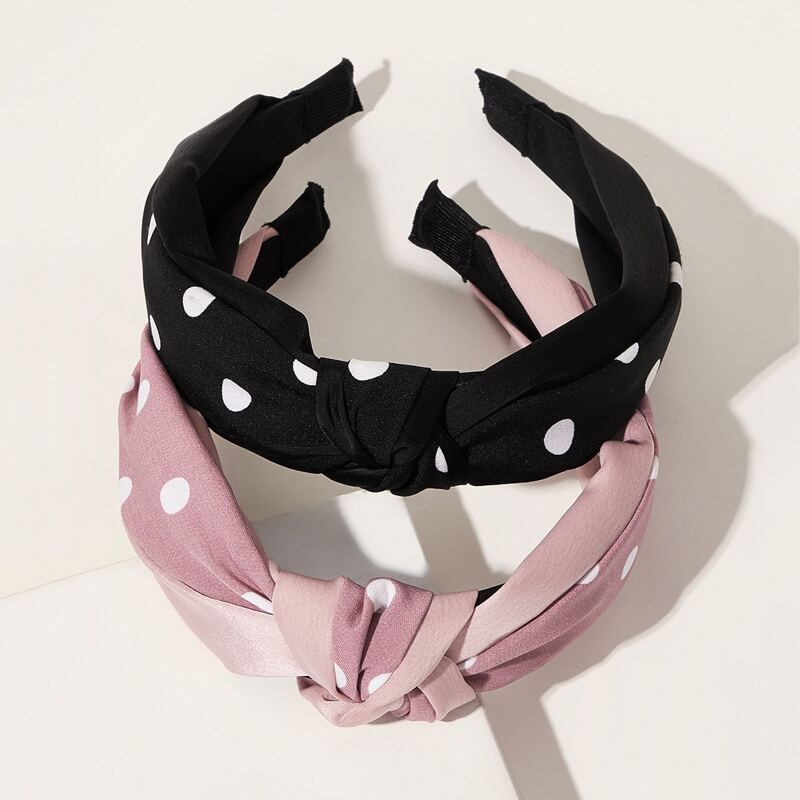 

2pcs Polka Dot Pattern Hair Hoop, Multicolor