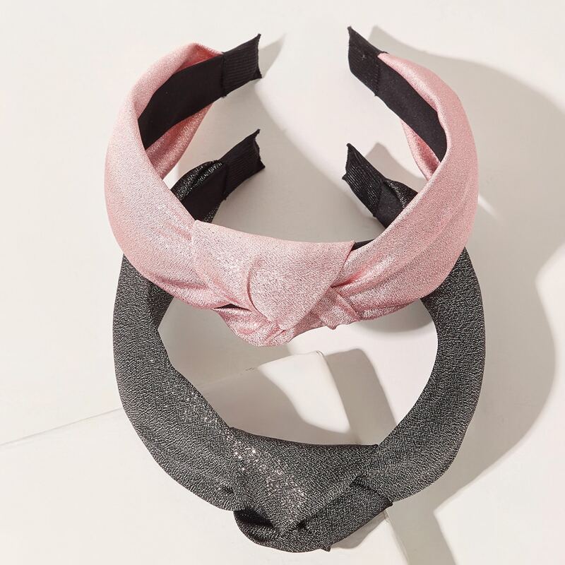 

2pcs Glitter Knot Decor Hair Hoop, Multicolor