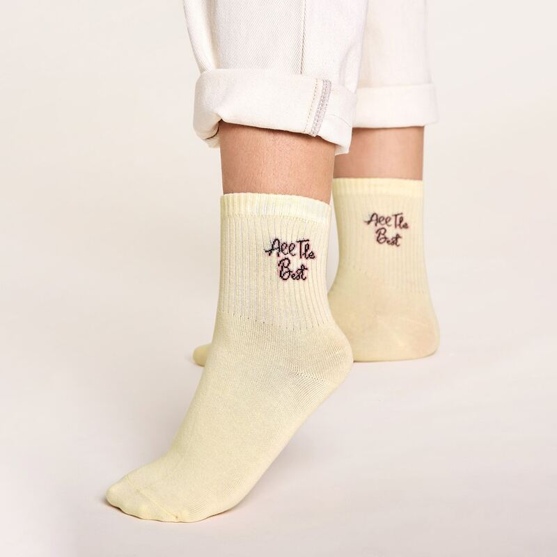 

1pair Letter Graphic Socks, Beige