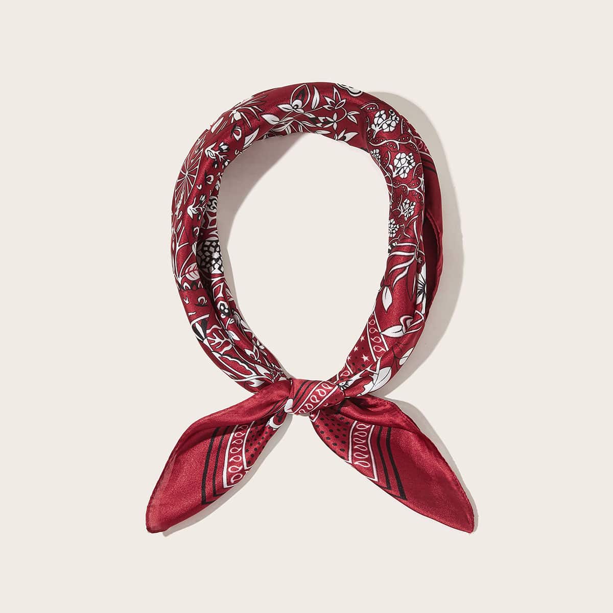 

Flower Print Bandana, Rose red