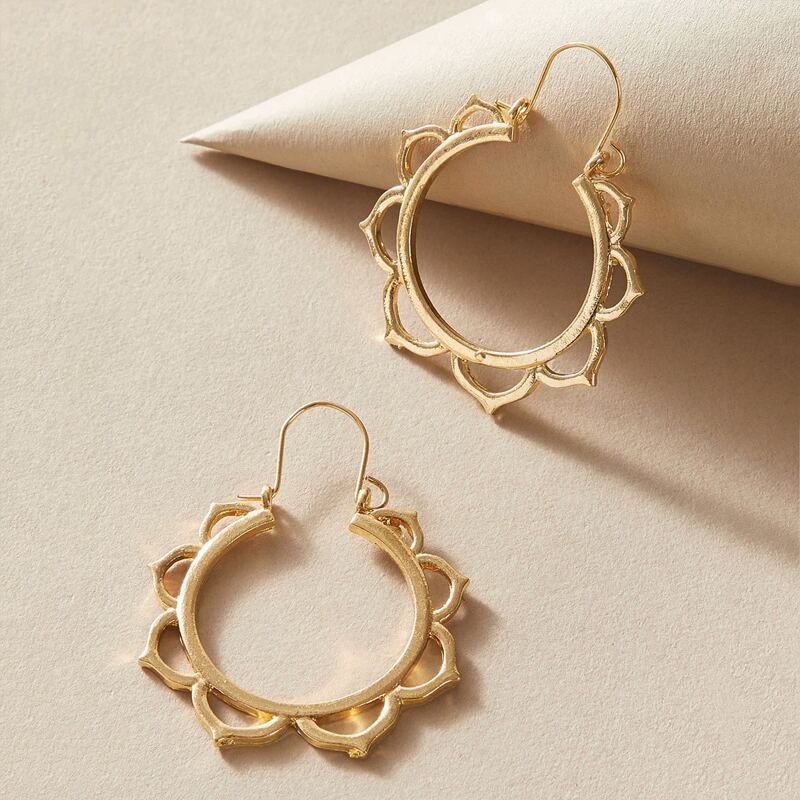 

1pair Flower Drop Earrings, Gold