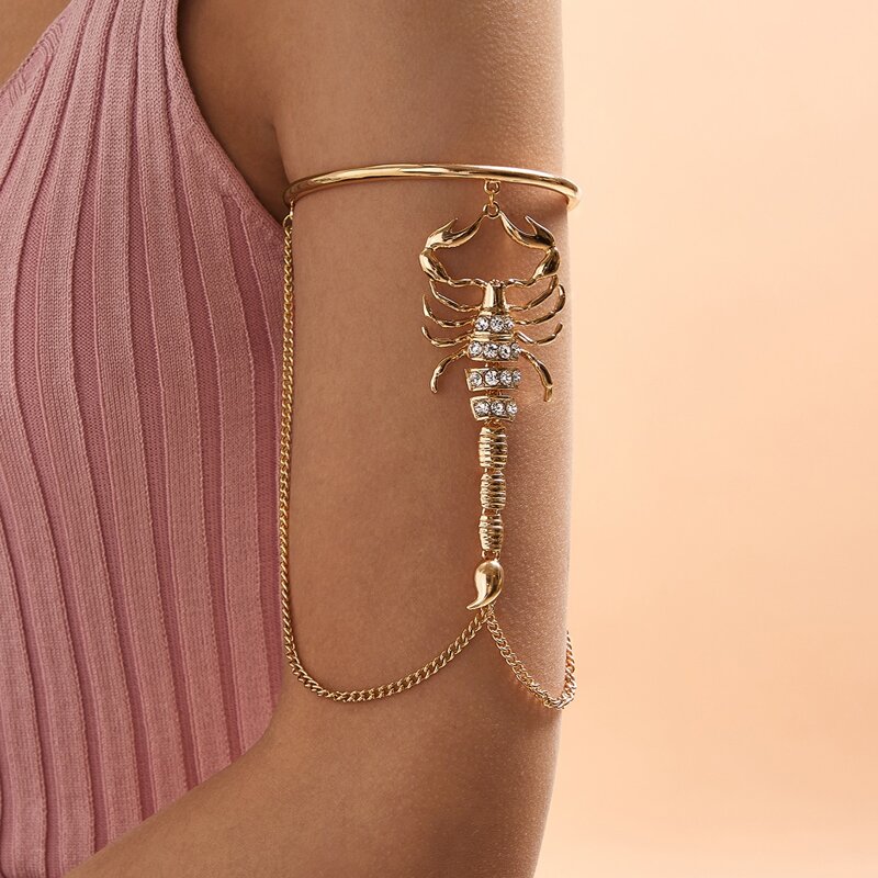 

1pc Rhinestone Decor Scorpion Decor Arm Bracelet, Gold