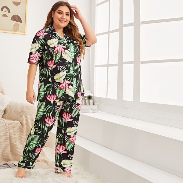 

Plus Tropical Print PJ Set, Multicolor