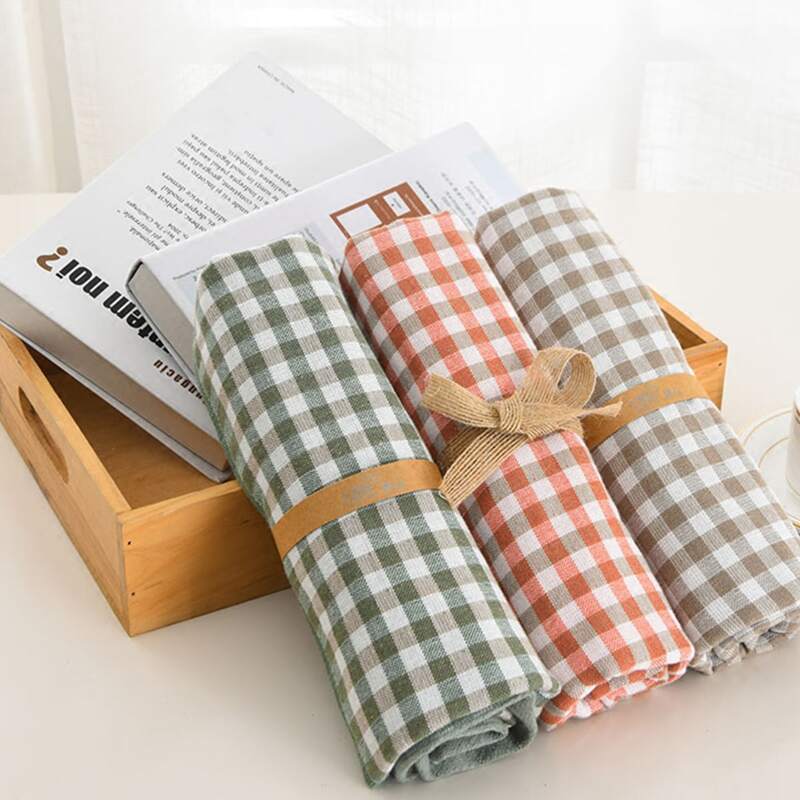 

1pc Plaid Pattern Soft Cotton Towel, Multicolor