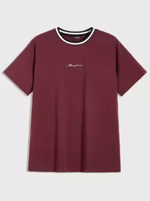 Manfinity NXTstreet 男士拼接條紋領字母圖案t恤