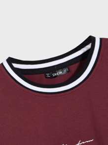 Manfinity NXTstreet 男士拼接條紋領字母圖案t恤