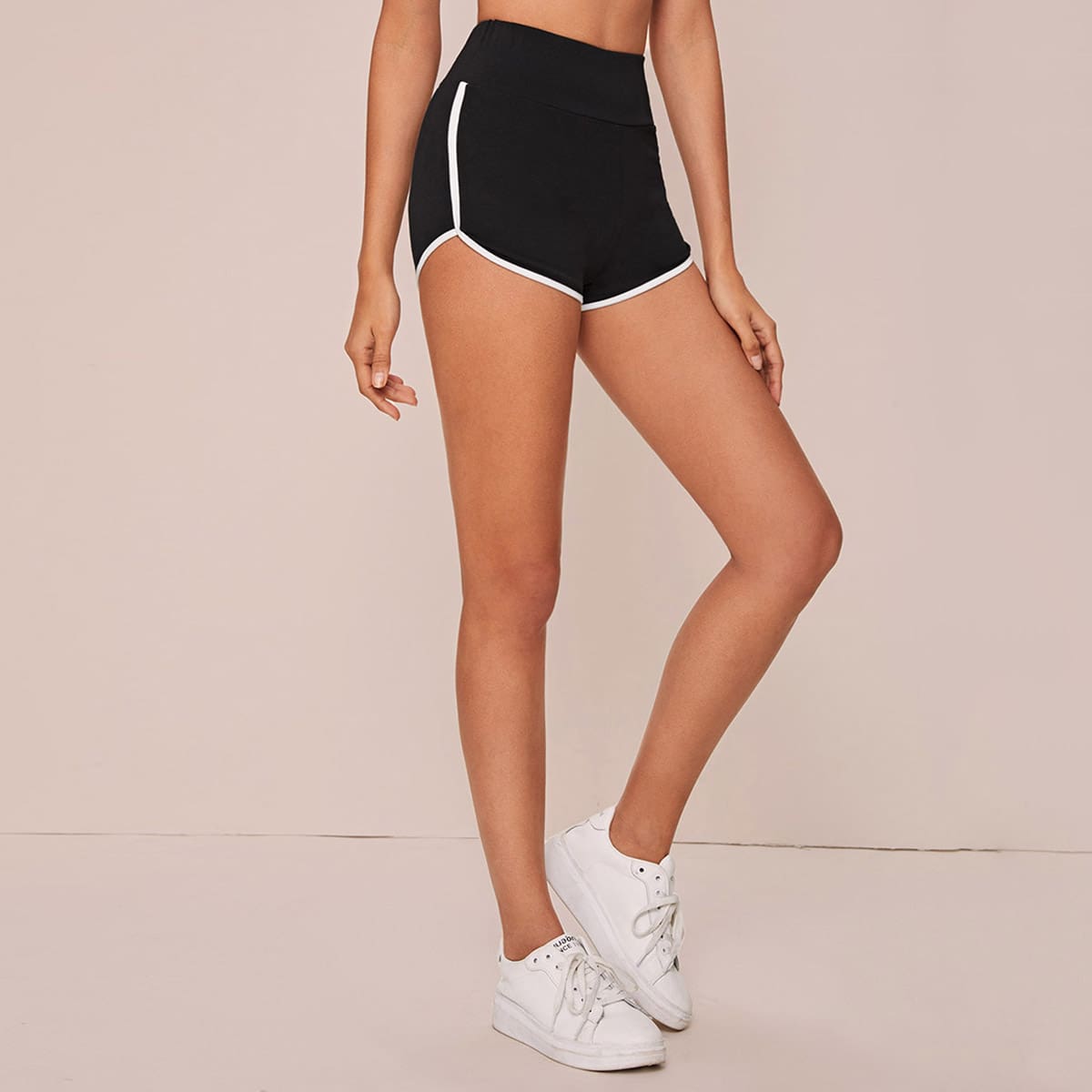 

Wide Waistband Dolphin Shorts, Black