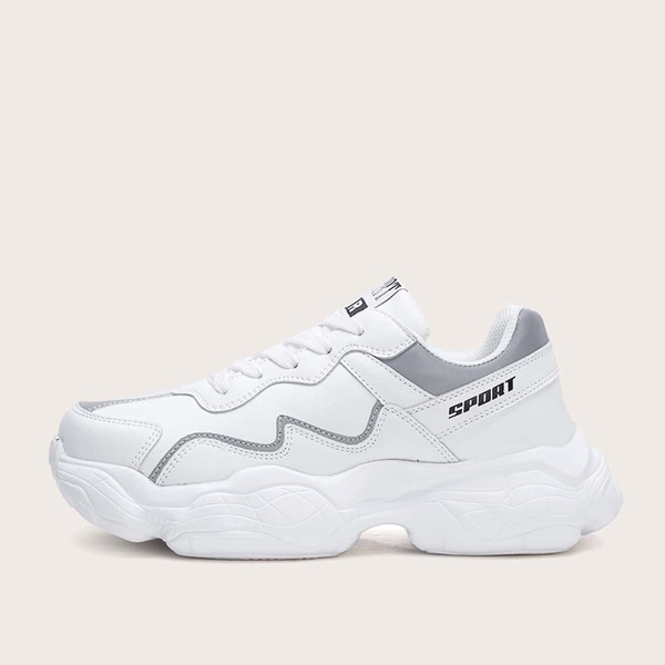 

Men Lace-up Front Chunky Sneakers, White